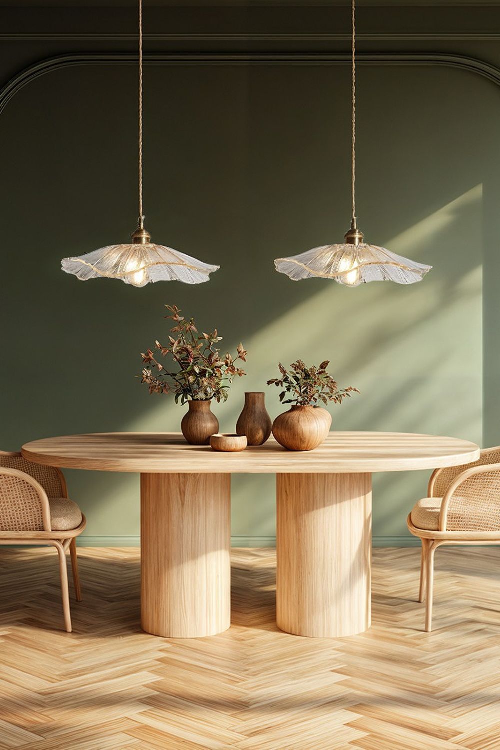 Vintage Lotus Blossom Glass Pendant Light