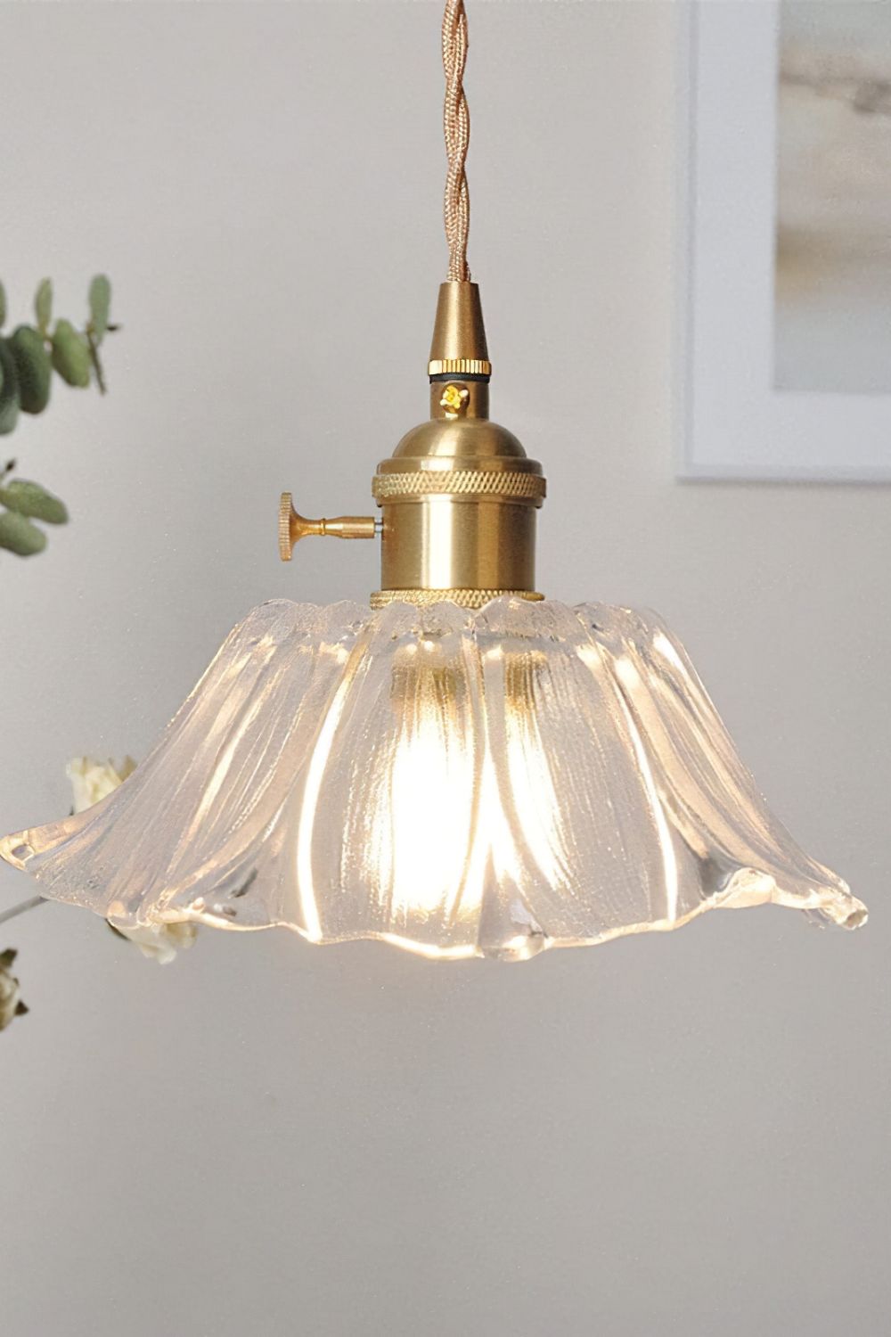 Vintage Lotus Blossom Glass Pendant Light