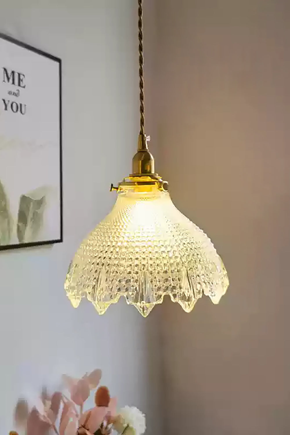 Vintage Textured Glass Pendant Light