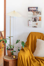 Walnut Brass Floor Lamp