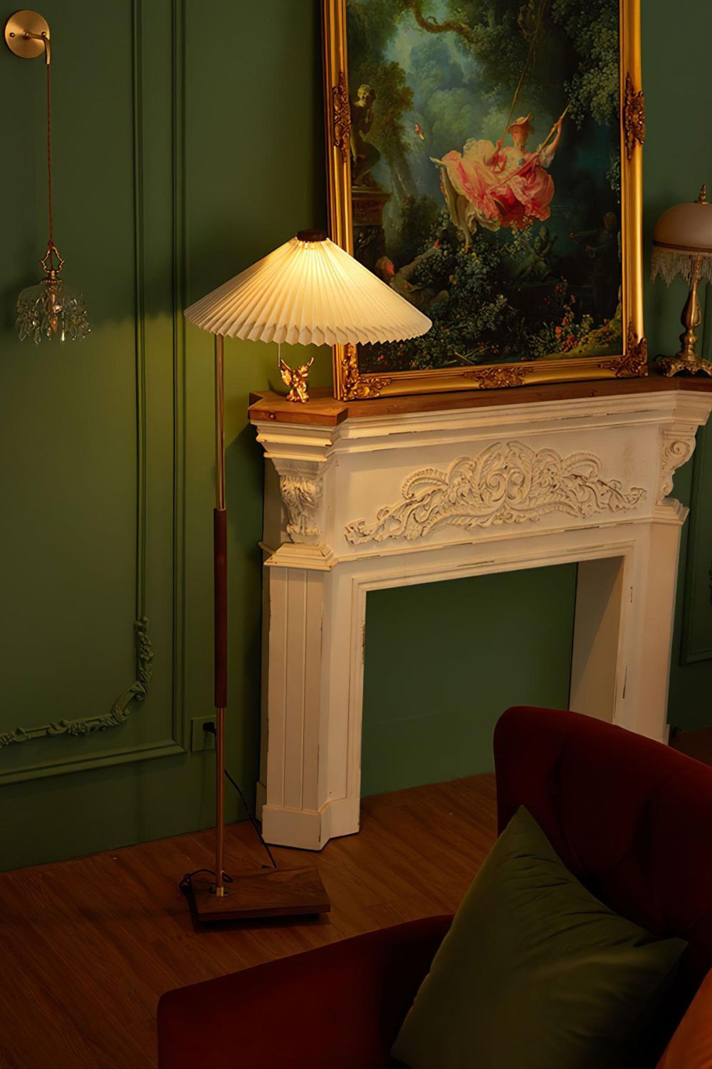Walnut Brass Floor Lamp