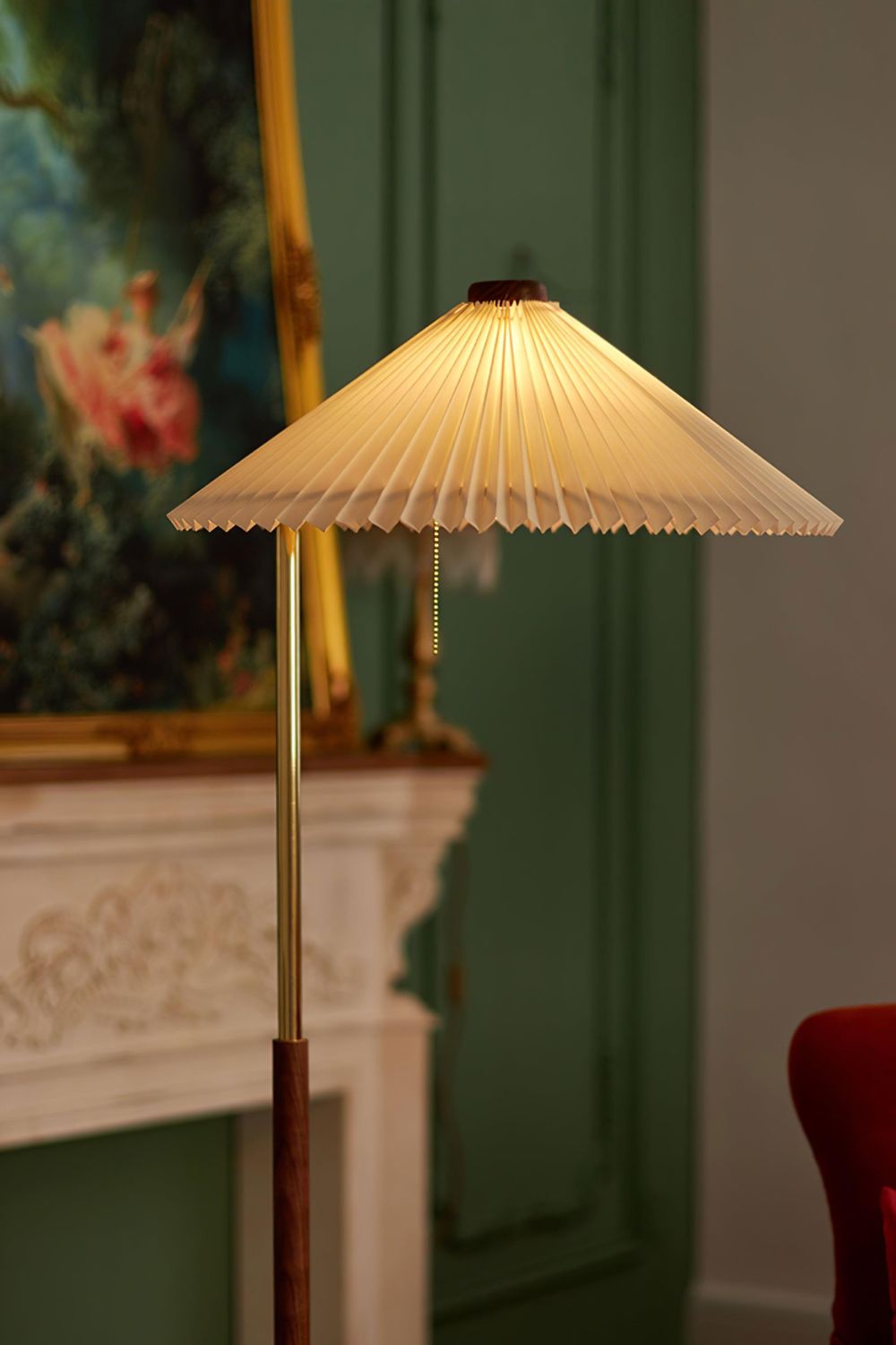 Walnut Brass Floor Lamp