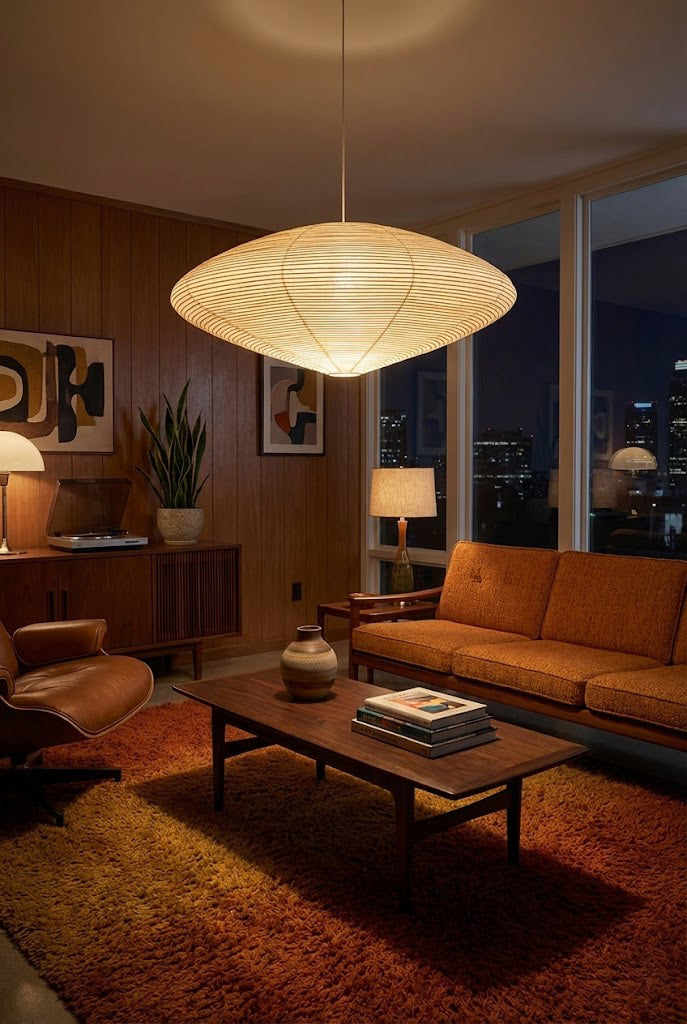 Washi Paper Oval Pendant Light