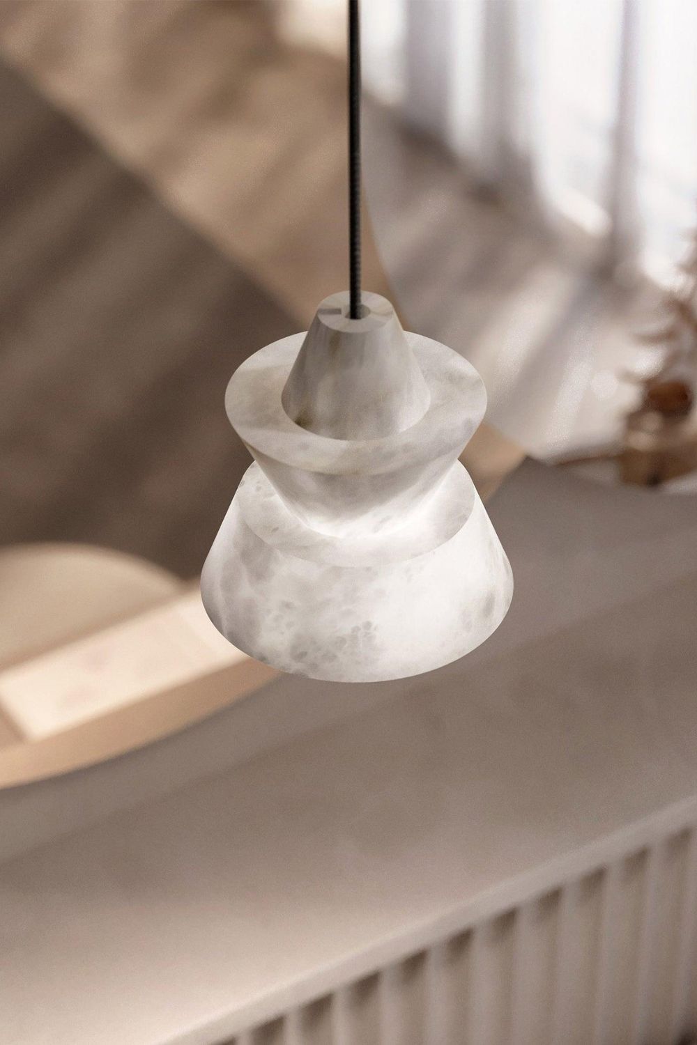 White Alabaster Pendant Light