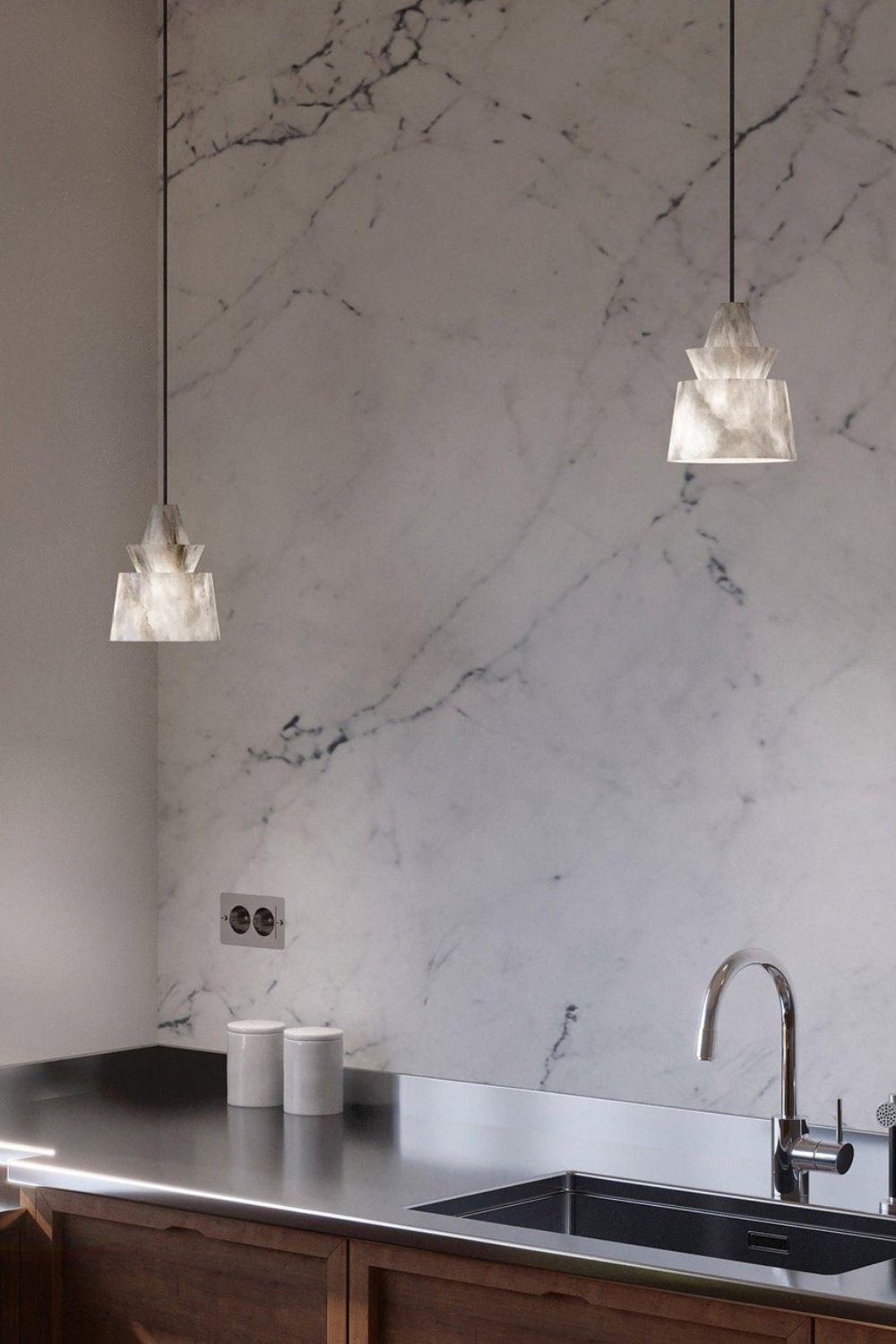 White Alabaster Pendant Light