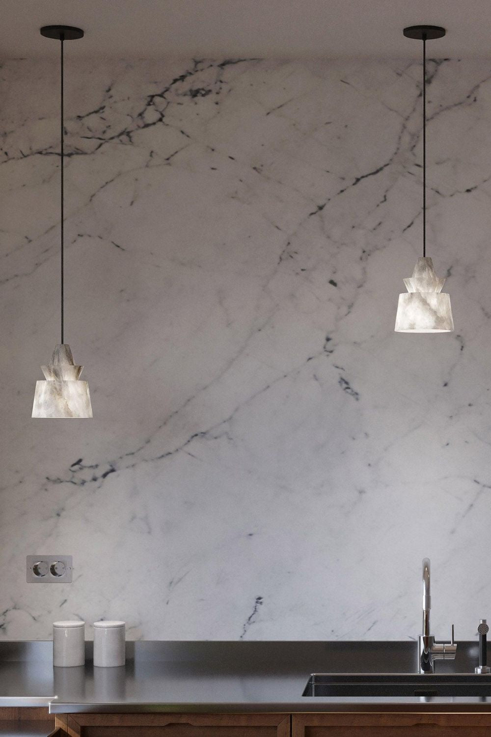 White Alabaster Pendant Light