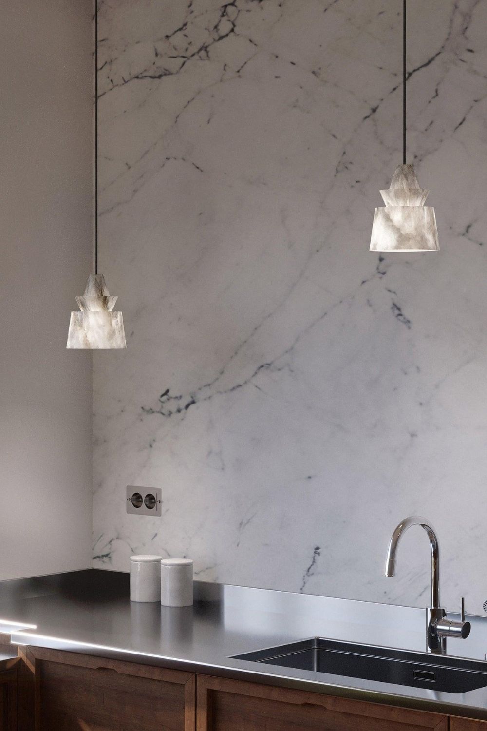 White Alabaster Pendant Light