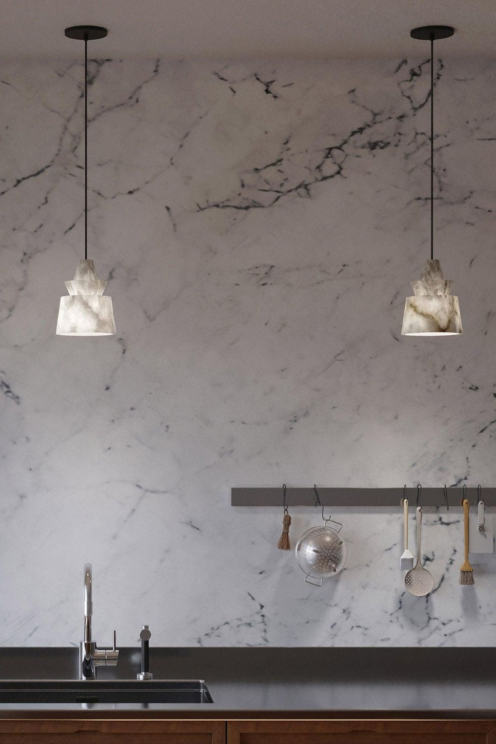White Alabaster Pendant Light