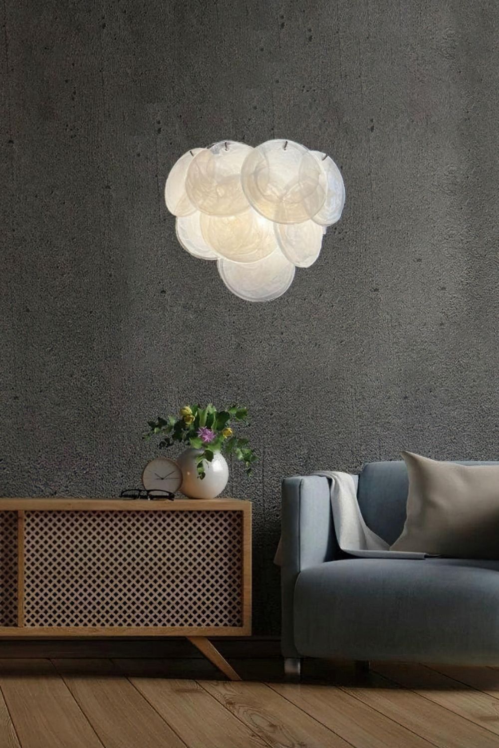 White Art Glass Discs Wall Lamp