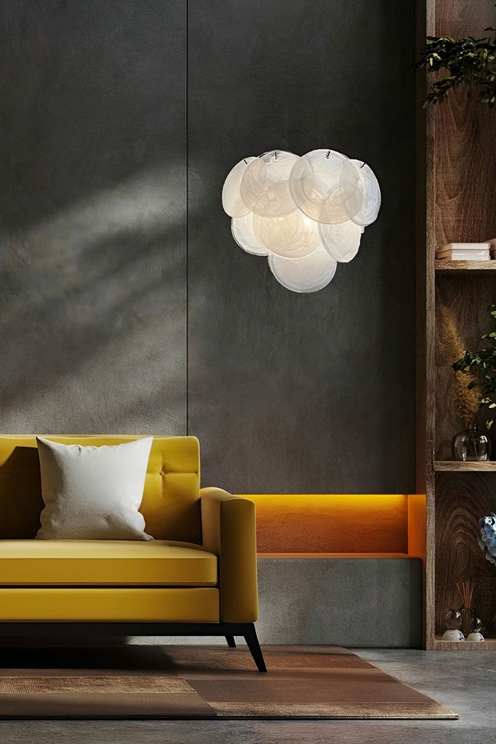 White Art Glass Discs Wall Lamp