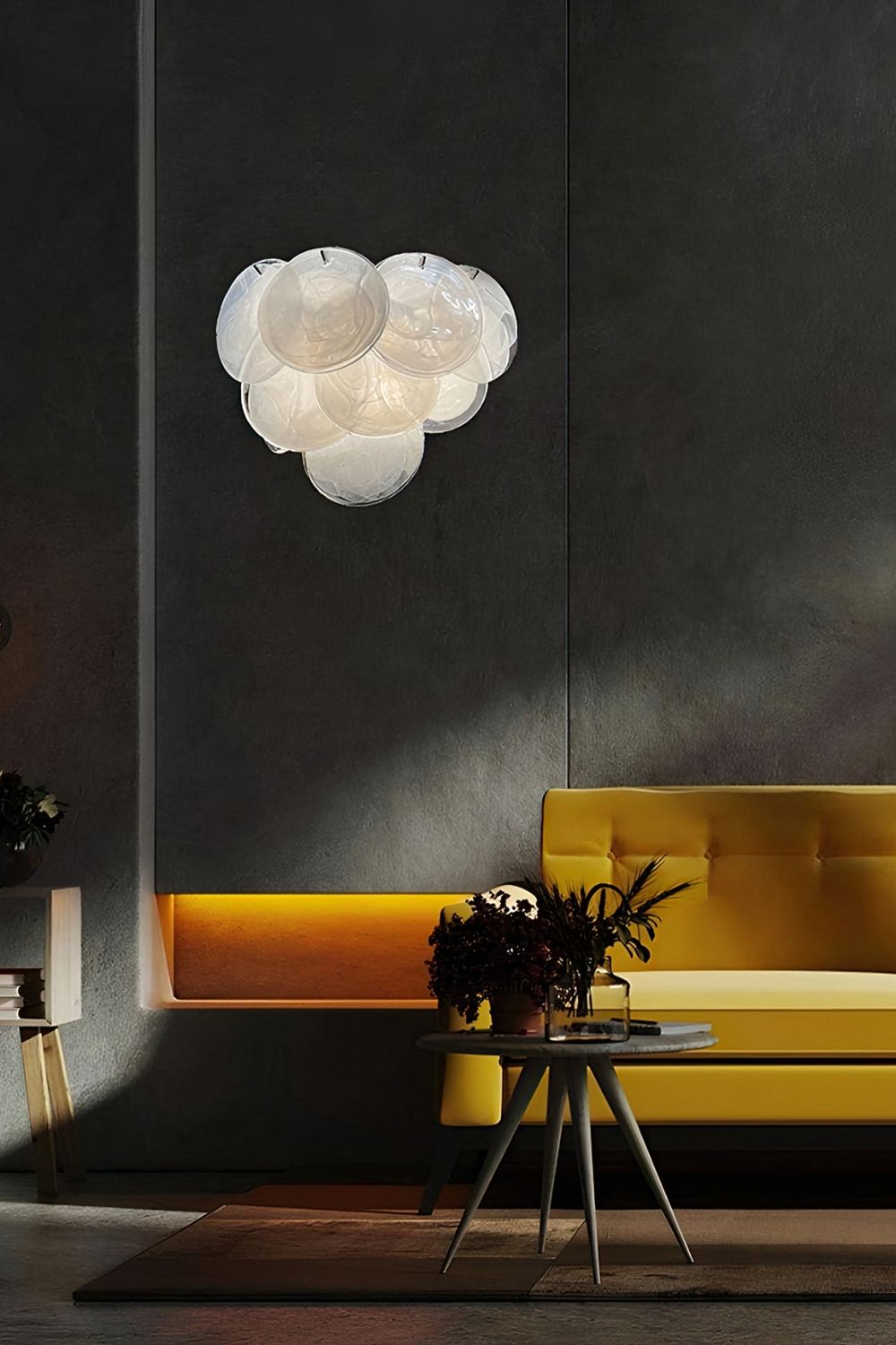 White Art Glass Discs Wall Lamp