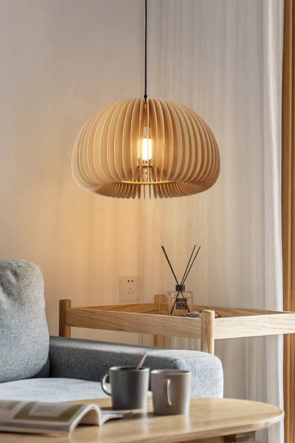 Wooden Pumpkin Swag Lights