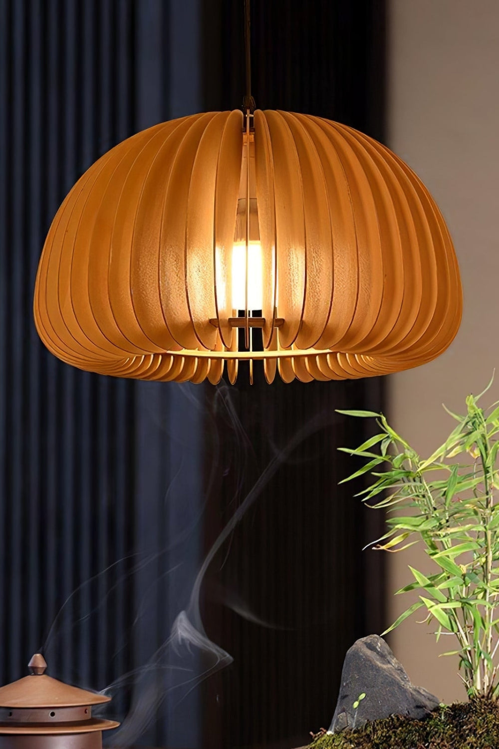 Wooden Pumpkin Swag Lights