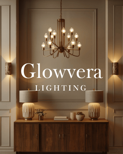 Layered warm lighting in a dining room interior